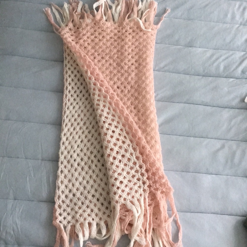 White and pink infinity scarf